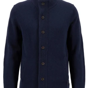 Cardigan uomo blu in lana d'agnello