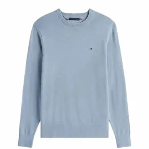Pullover uomo azzurro in misto cotone e cashmere
