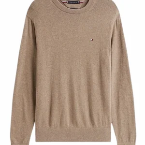 Pullover uomo taupe in cotone e cashmere