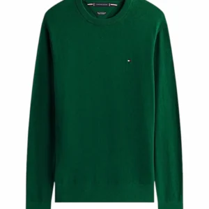 Pullover uomo verde in cotone e cashmere