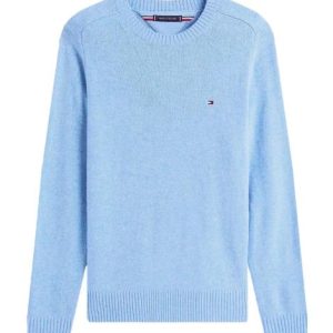 Pullover uomo azzurro in lana d'agnello