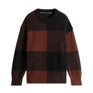 Pullover uomo marrone/nero in misto lana