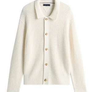 Cardigan uomo avorio in misto lana d'agnello