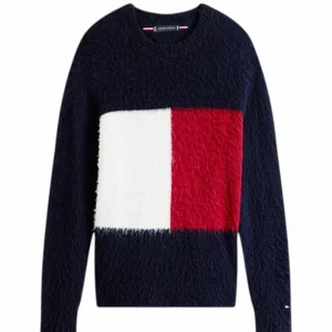Pullover uomo blu navy misto lana