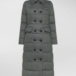 Giubbino lungo donna grigioin twill di lana