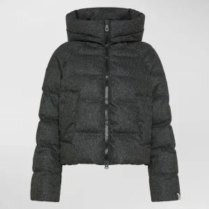 Giubbino donna grigio in twill di lana