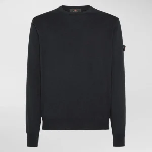 Maglione uomo blu in lana e cotone