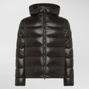 Giubbino corto uomo nero in nylon lucido