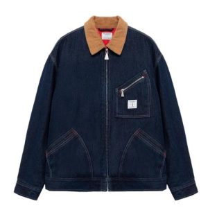 Giubbino uomo blu in denim di cotone