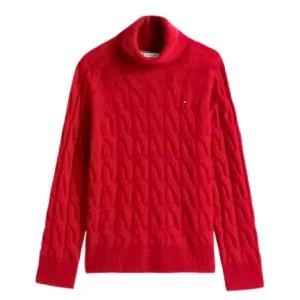 Pullover donna rosso in pura lana