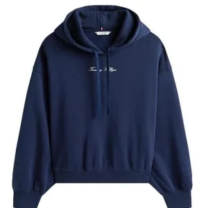 Felpa donna blu scuro in misto cotone