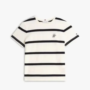 T-shirt donna avorio/nero in cotone