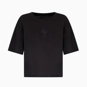 T-shirt donna nera in cotone