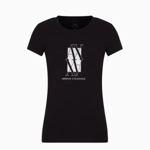 T-shirt donna nera in cotone