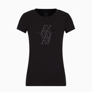 T-shirt donna nera in cotone