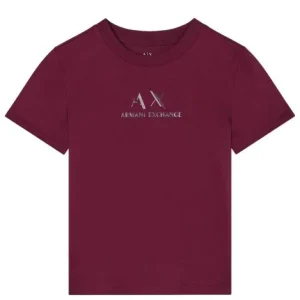 T-shirt donna bordeaux in cotone