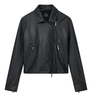 Giubbino donna nero in ecopelle