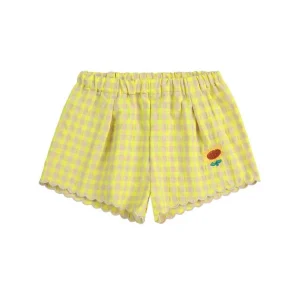 Vichy ruffle woven shorts